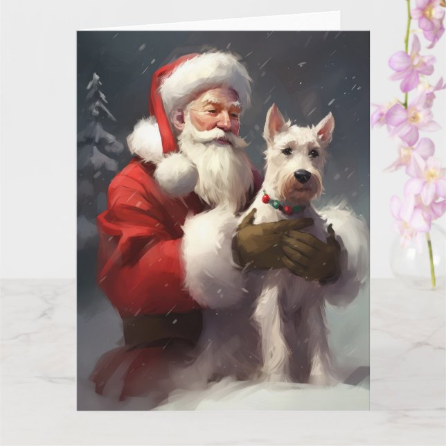 Carte Fête Noël Festive du Père Noël Terrier du Père Noë (Orchidée)