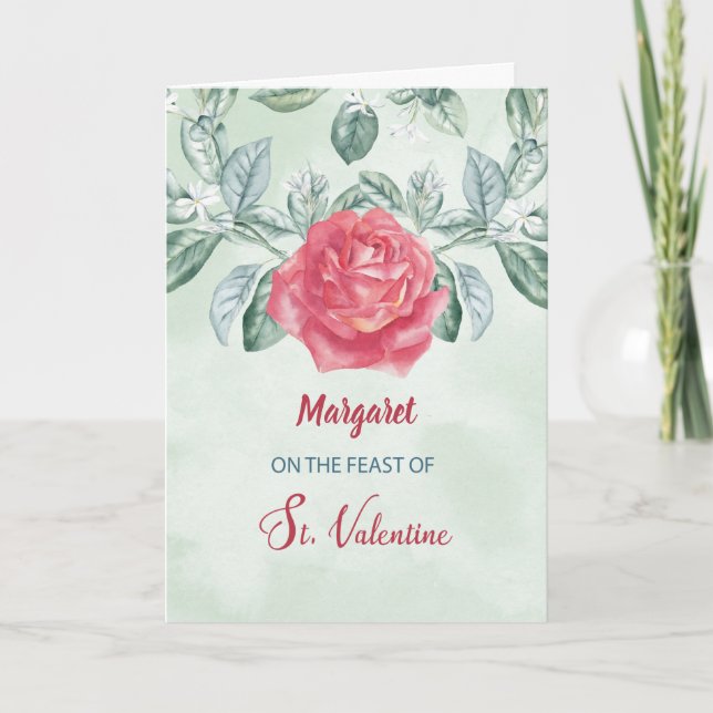Carte Fête religieuse rose de Saint-Valentin (Devant)