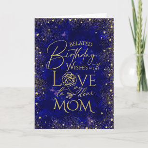 Carte Fête Retardée Maman Ciel Nocturne Texte Doré