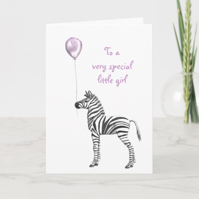 Carte Fête Zebra Girl Birthday Card (Devant)