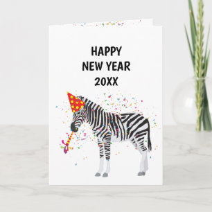 Carte Fête Zèbre - Fêtes Animales Nouvel An