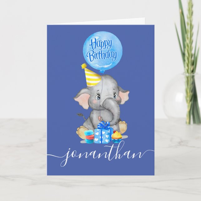 Carte Fêter le 1er anniversaire de Notre petit éléphant (Devant)