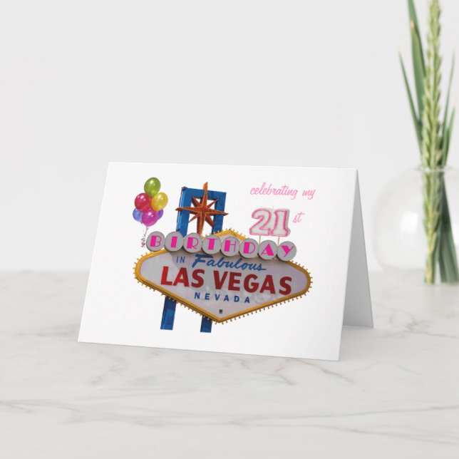 Carte fêter mon 21e anniversaire à Las Vegas Balloons (Devant)