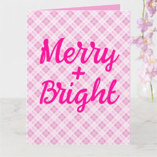 Carte Fêtes de Noël rose pâle Joyeux Bright