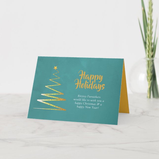 Carte Fêtes de Noël Turquoise et Gold (Devant)
