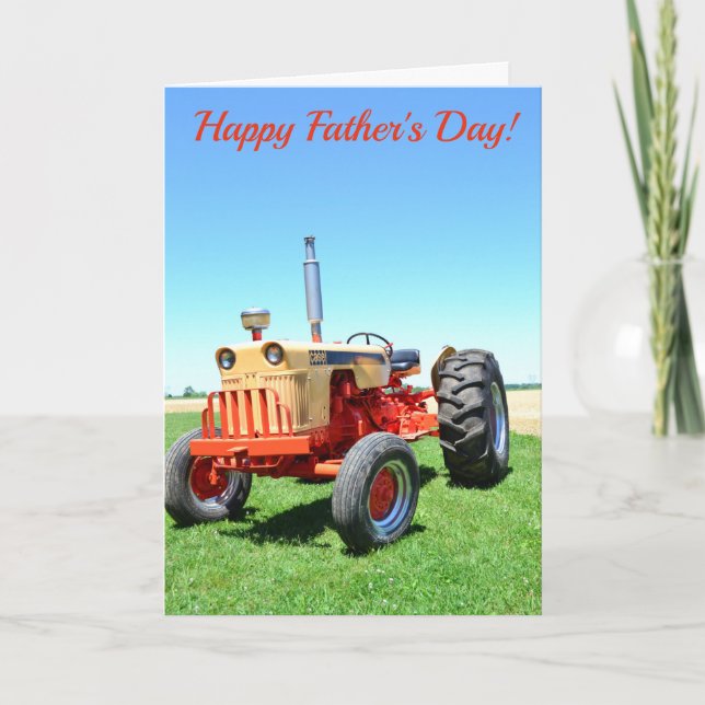 Carte Fêtes des pères avec tracteur (Devant)