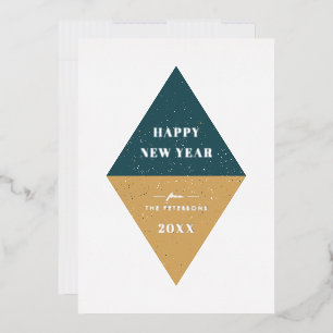 Carte Fêtes Géométrique Fhuile Nouvel An - Bleu Tu