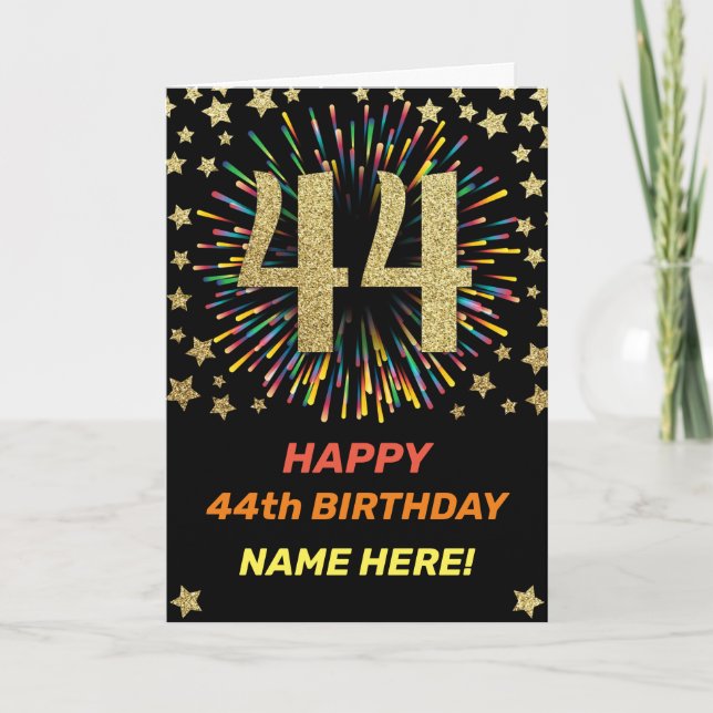 Carte Feu d'anniversaire 44e Rainbow Gold Fun (Devant)