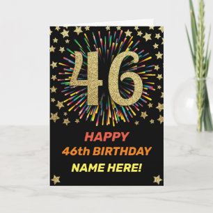 Carte Feu d'anniversaire 46e Rainbow Gold Fun