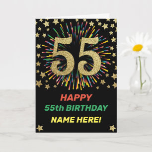 Carte Feu d'anniversaire Rainbow 55th Birthday Gold Happ