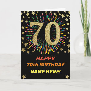 Carte Feu d'artifice 70e anniversaire coloré Rainbow Gol