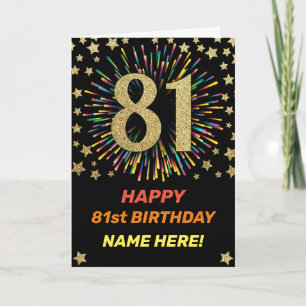 Carte Feu d'artifice 81e anniversaire coloré Rainbow Gol