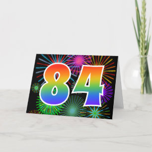 Carte Feu d'artifice coloré + Motif arc-en-ciel "84" N° 