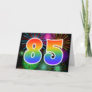 Carte Feu d'artifice coloré + Motif arc-en-ciel "85" N° 