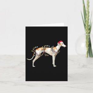 Carte Feu de Noël Casquette de chien Whippet Santa Claus