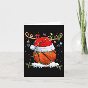 Carte Feu de Noël Éclairage Reindeer Santa Hat Basketbal
