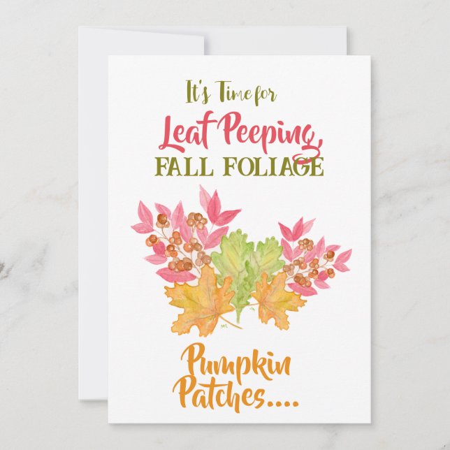 Carte Feuillage d'observation Foliage Automne Aquarelle  (Devant)