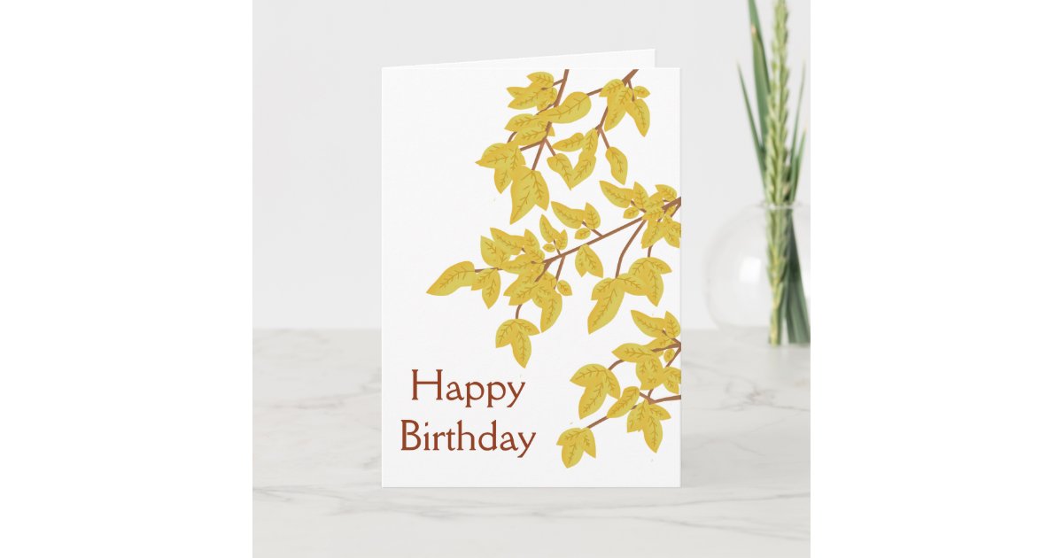 Carte Feuille D Automne D Or De Joyeux Anniversaire Zazzle Fr