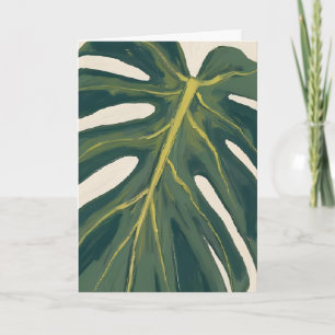 Carte Feuille de Monstera verte aquarelle botanique végé