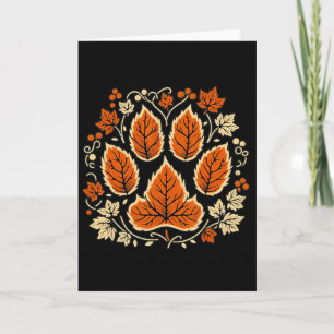 Carte Feuille de vigne d'automne Empreinte de patte de c