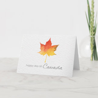 Carte Feuille d'érable heureuse d'aquarelle de jour du