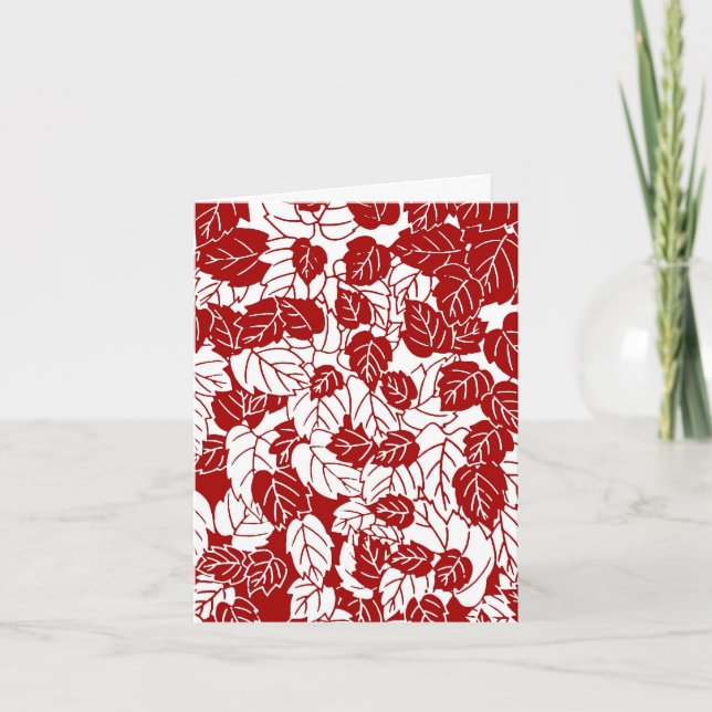 Carte Feuille japonaise, rouge foncé et blanc (Devant)