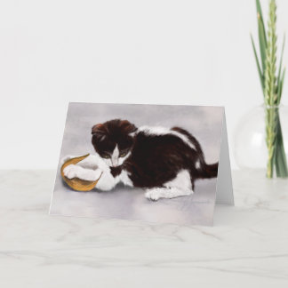 Carte Feuille jouant le chaton