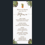 Carte Feuille Tropical Pineapple Luau Style Mariag<br><div class="desc">Customisez cette "Carte de menu Mariage Styled Tropical Feuille Pineapple Luau" pour ajouter une touche spéciale. Il est facile de personnaliser pour correspondre à vos couleurs, styles et thèmes mariages. (1) Pour plus de personnalisation, cliquez sur le lien "customiser plus loin" et utilisez notre outil de conception pour modifier ce...</div>