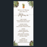Carte Feuille Tropical Pineapple Luau Style Mariag<br><div class="desc">Customisez cette "Carte de menu Mariage Styled Tropical Feuille Pineapple Luau" pour ajouter une touche spéciale. Il est facile de personnaliser pour correspondre à vos couleurs, styles et thèmes mariages. (1) Pour plus de personnalisation, cliquez sur le lien "customiser plus loin" et utilisez notre outil de conception pour modifier ce...</div>