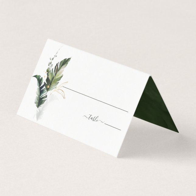 Carte Feuille verte Mariage Tropical Place (Front)