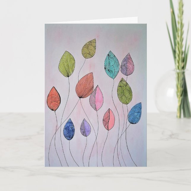 Carte Feuilles botaniques colorées (Devant)