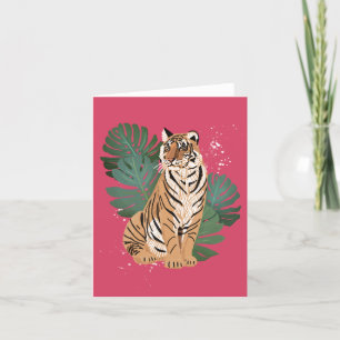 Carte Feuilles chinois du Nouvel An Tiger Monstera