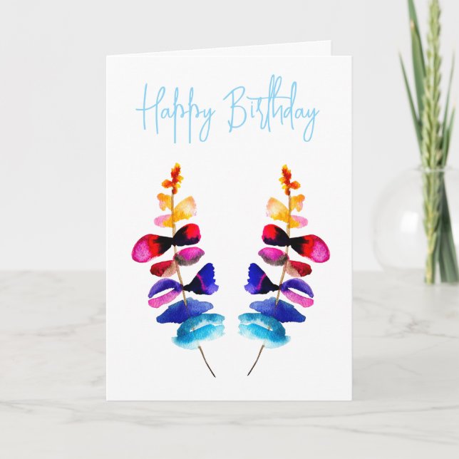 Carte Feuilles colorées mignonnes aquarelle (Devant)