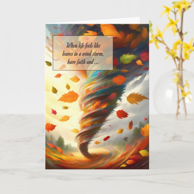 Carte Feuilles dans une tempête de vent ont foi encourag (Fleur jaune)