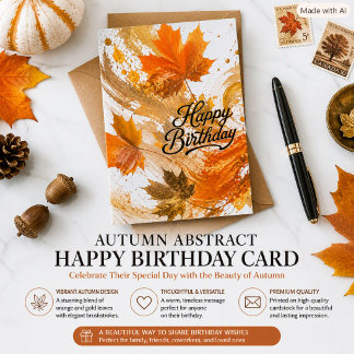 Carte Feuilles d'automne abstraites Joyeux Anniversaire