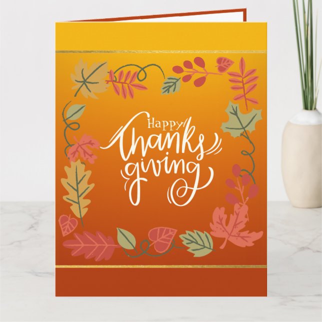 Carte Feuilles d'automne Bon thanksgiving vacances (Devant)