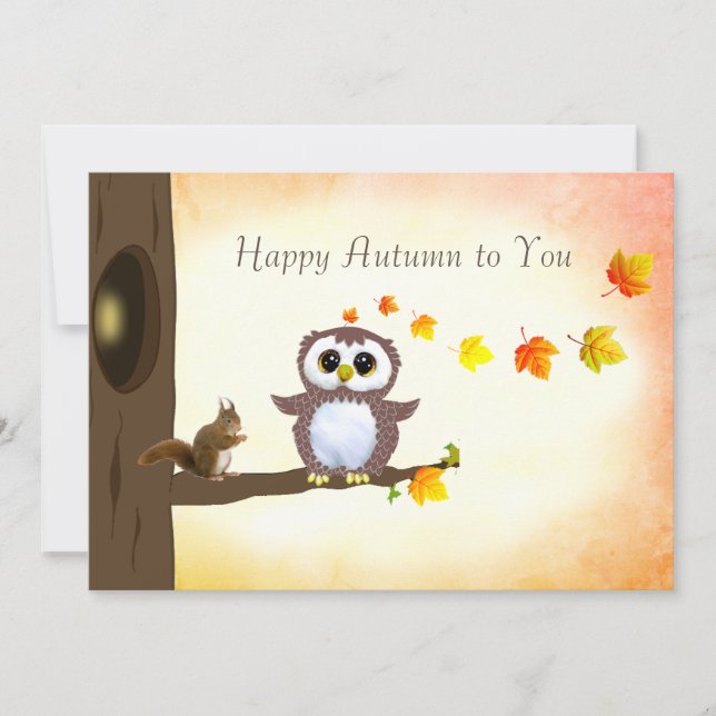 Carte Feuilles d'automne & Écureuil Joyeux salutations d (Devant)