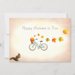 Carte Feuilles d'automne et joyeux écureuil salutations