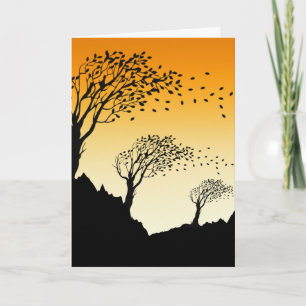 Carte Feuilles d'automne et poème sur le vent