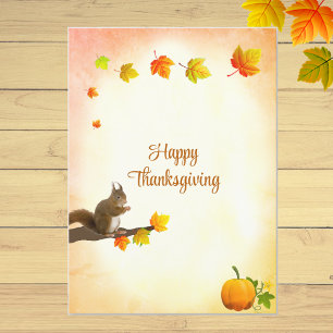 Carte Feuilles d'automne et salutations de Thanksgiving 