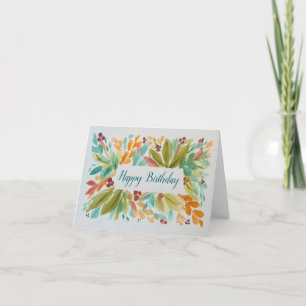 Carte Feuilles de couleur automne - Joyeux anniversaire