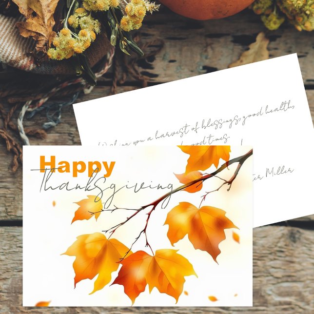 Carte Feuilles de érable sereines d'automne Joyeux Thank (Créateur téléchargé)