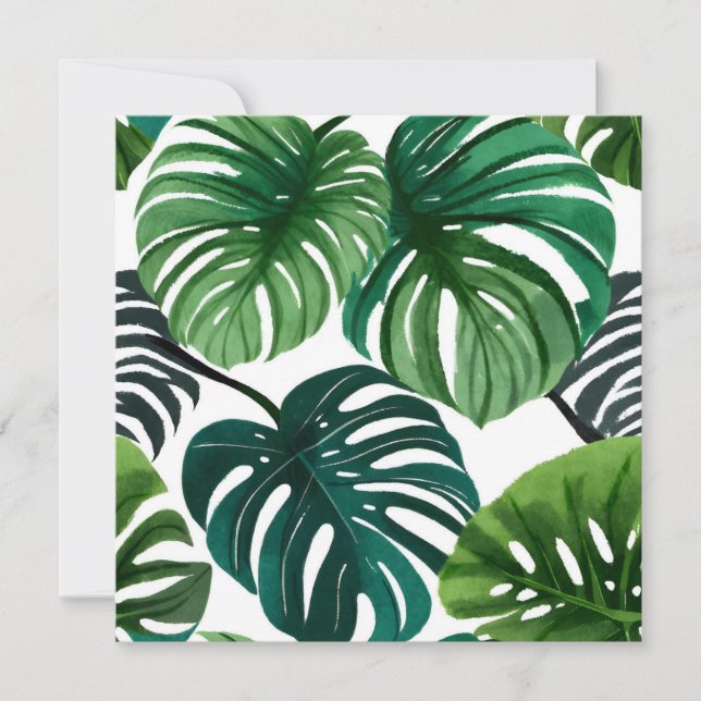 Carte Feuilles de Monstera | Aquarelle Moderne Simple (Devant)