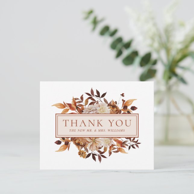 Carte Feuilles de Terracotta de l'Automne Blanc Fleur de (Debout devant)