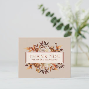Carte Feuilles de Terracotta de Taupe Floral Merci