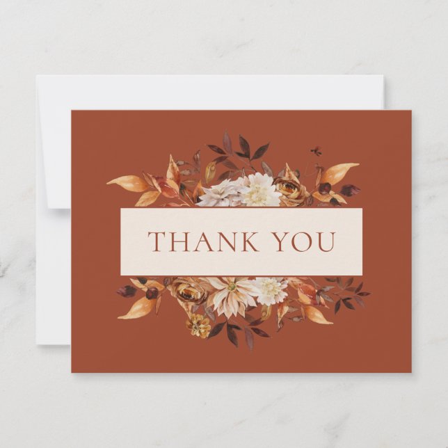 Carte Feuilles de terre cuite Copper Fall Floral Merci (Devant)