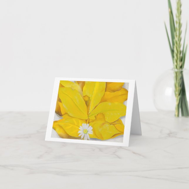 Carte Feuilles d'Hickory jaune avec Daisy par O'Keeffe, (Devant)