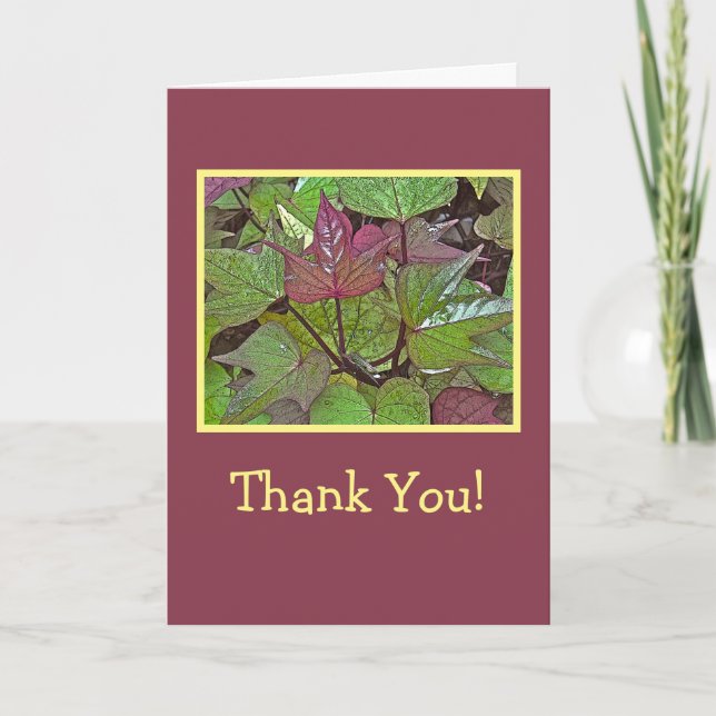 CARTE FEUILLES PLUM ET VERT /MERCI/CUSTOMIZB (Devant)