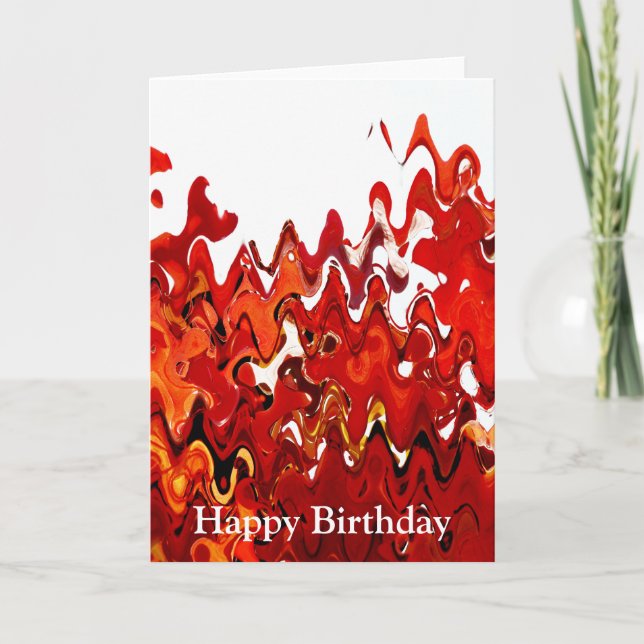 CARTE FEUILLES ROUGES VIBRANTES ABSTRAITES (Devant)