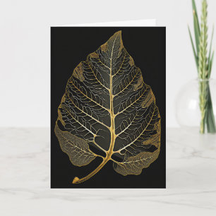 Carte Feuilles squelettiques - Or et noir